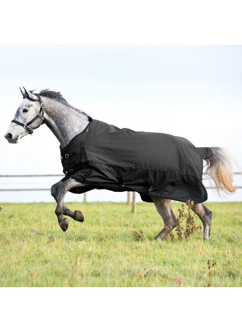 horze HORZE Nevada Medium Weight 1200D Waterproof Horse Turnout Blanket 200g Fill  Black  75 in  - Image 2