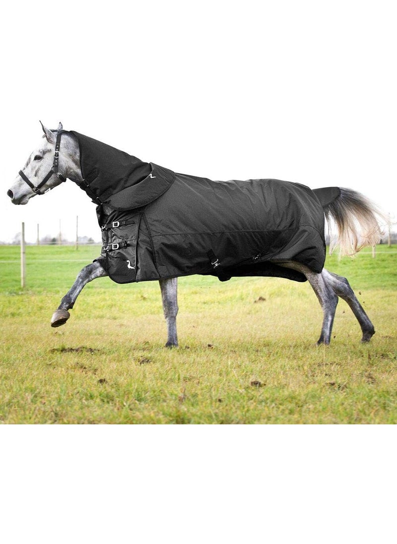 horze HORZE Nevada Medium Weight 1200D Waterproof Horse Turnout Blanket 200g Fill  Black  75 in  - Image 4
