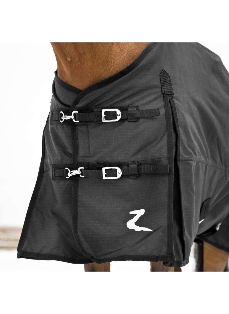 horze HORZE Nevada Medium Weight 1200D Waterproof Horse Turnout Blanket 200g Fill  Black  75 in  - Image 5