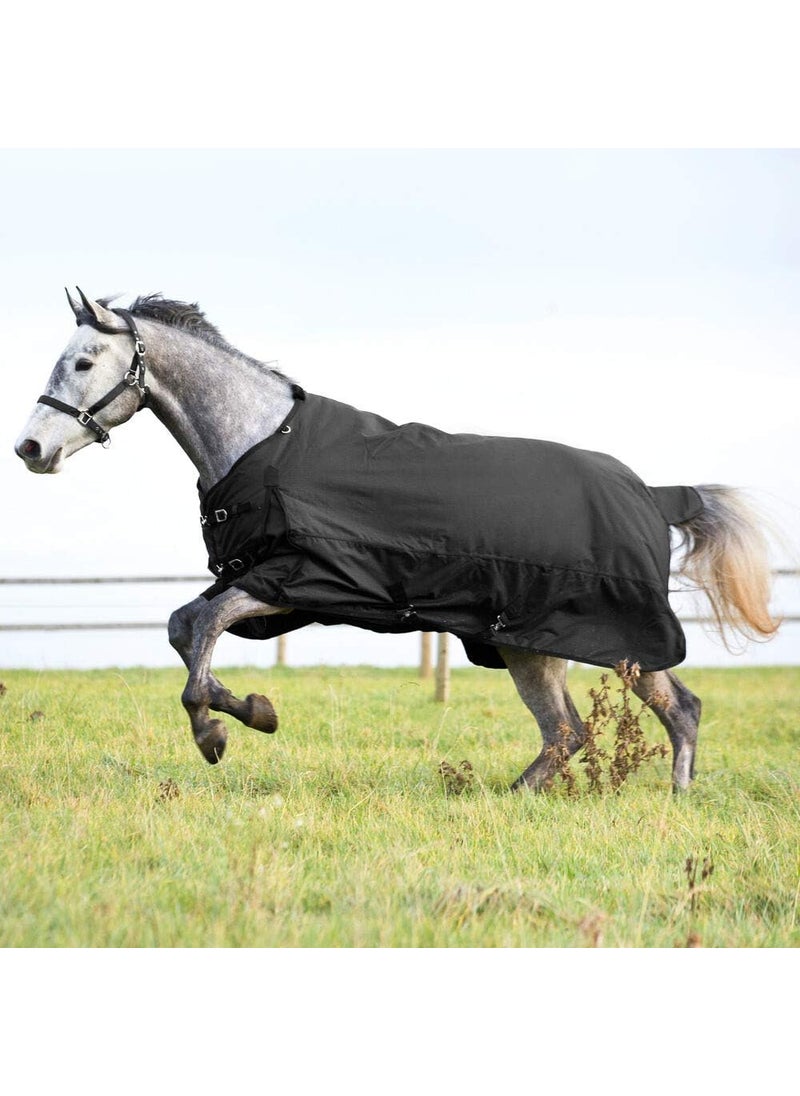 horze HORZE Nevada Medium Weight 1200D Waterproof Horse Turnout Blanket 200g Fill  Black  75 in  - Image 1