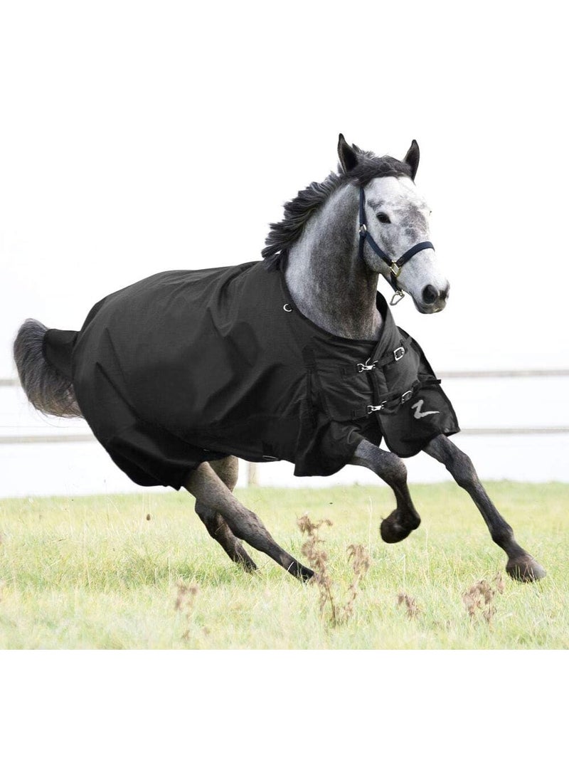 horze HORZE Nevada Medium Weight 1200D Waterproof Horse Turnout Blanket 200g Fill  Black  75 in  - Image 3