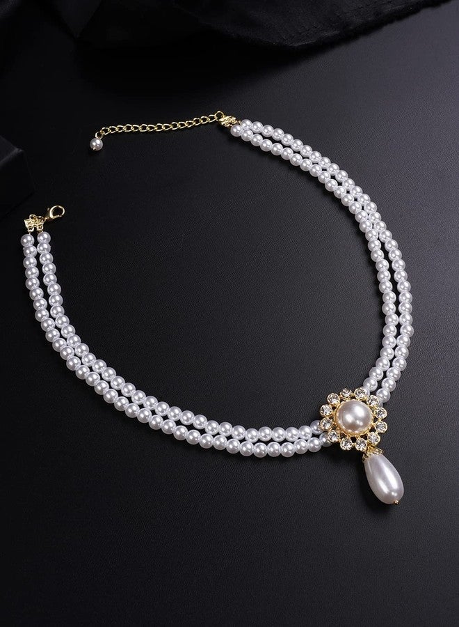 Rumtock Teardrop Pearl Pendant Necklace Vintage Boho Pearl Choker Women Ladies Dressy Jewelry - Image 4