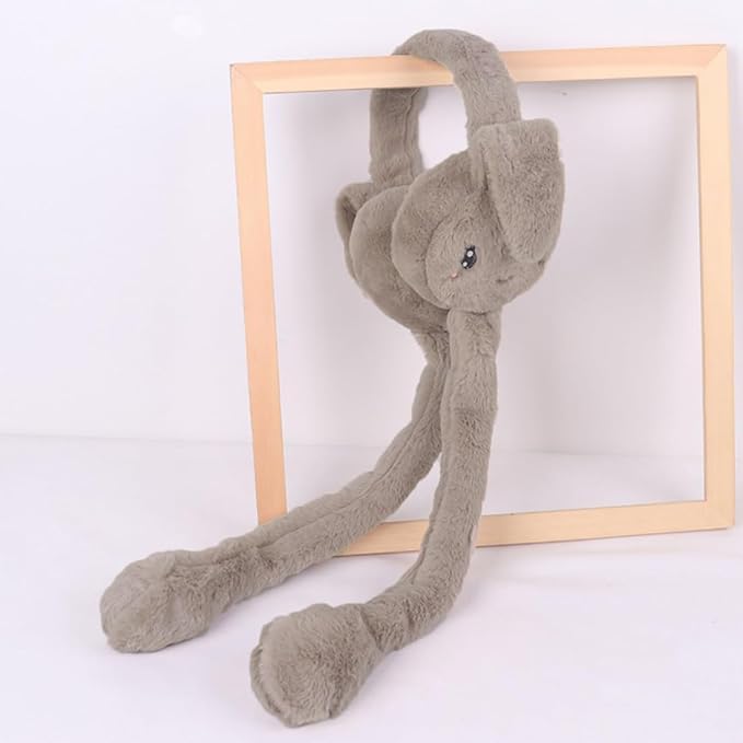 THE DDS STORE (With Blinking Light Moving Earmufuffs With Rabbit Ear In Winter Windproof Girls Ear Warmer Plush Knitted Ear Muffs Hairy Rabbit Ear (Brown) - Image 5
