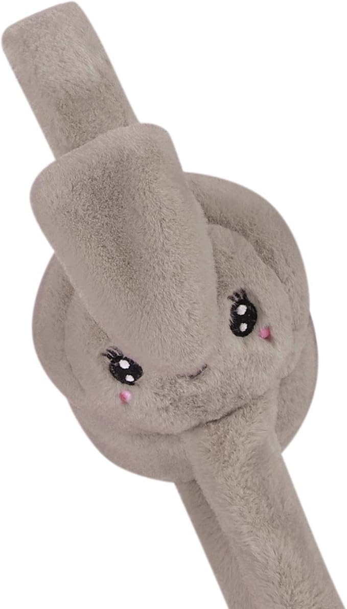 THE DDS STORE (With Blinking Light Moving Earmufuffs With Rabbit Ear In Winter Windproof Girls Ear Warmer Plush Knitted Ear Muffs Hairy Rabbit Ear (Brown) - Image 3