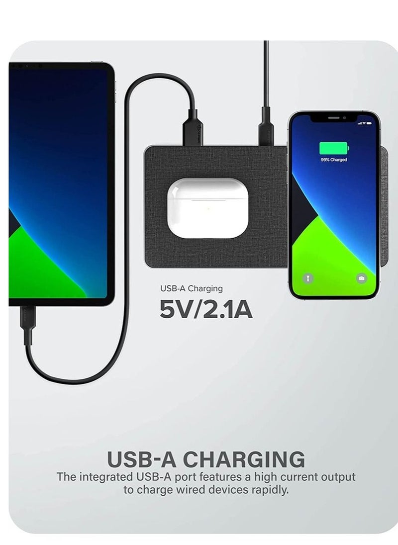 ALOGIC Alogic Ultra Power 3-In-1 Wireless Charging Dock for Qi enabled Devices & USB Charging Space Grey  - Image 3