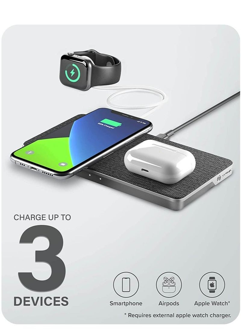ALOGIC Alogic Ultra Power 3-In-1 Wireless Charging Dock for Qi enabled Devices & USB Charging Space Grey  - Image 4
