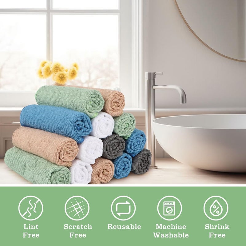 UNIMADE Washcloths Bulk 100 Pack Face Towels (12" x 12"), Highly Soft Wash Cloths and Hand Towels, Fast Drying Multi-Purpose Microfiber Cleansing Cloths for Bathroom, Hotel, Spa, and Salon-Multicolor - Image 4