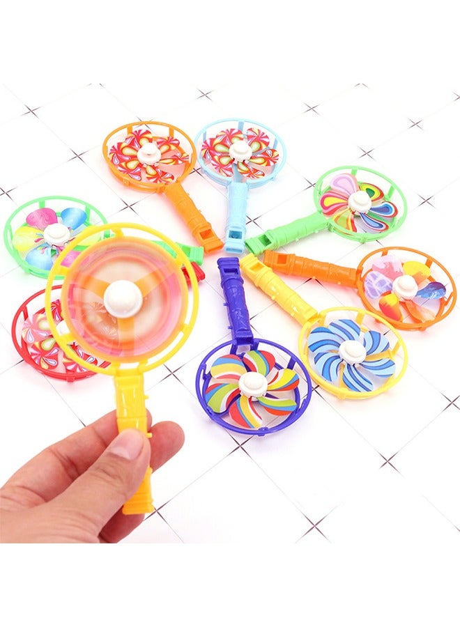 10Pcs Windmill Whistles Portable Pinwheel Shaped Whistle Noisemakers Blowing Horn Toy Football Fans Sporting Events Birthday Goodie Bags Fillers Party Favor Gifts Random Color - Image 2