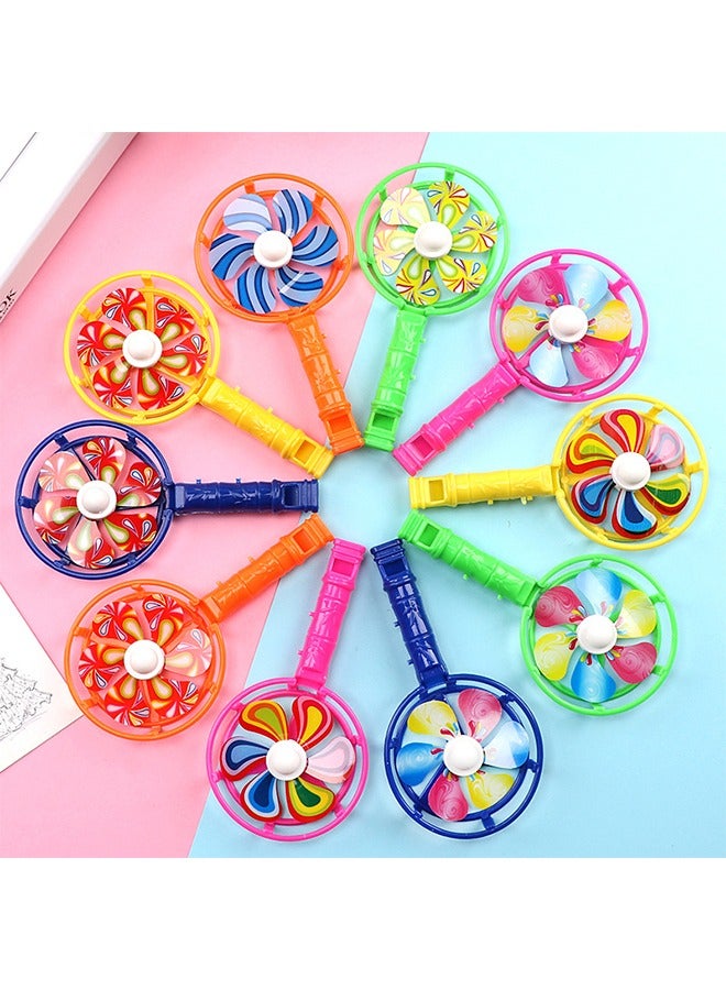 10Pcs Windmill Whistles Portable Pinwheel Shaped Whistle Noisemakers Blowing Horn Toy Football Fans Sporting Events Birthday Goodie Bags Fillers Party Favor Gifts Random Color - Image 1