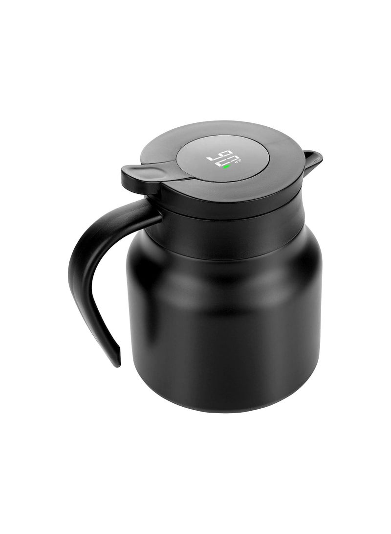واي آند دي Tea Pot with Temperature Display and Strainers, Stainless Steel Flasks for Hot Drinks, Coffee, Tea, Beverage, 800ML (Black) - Image 1