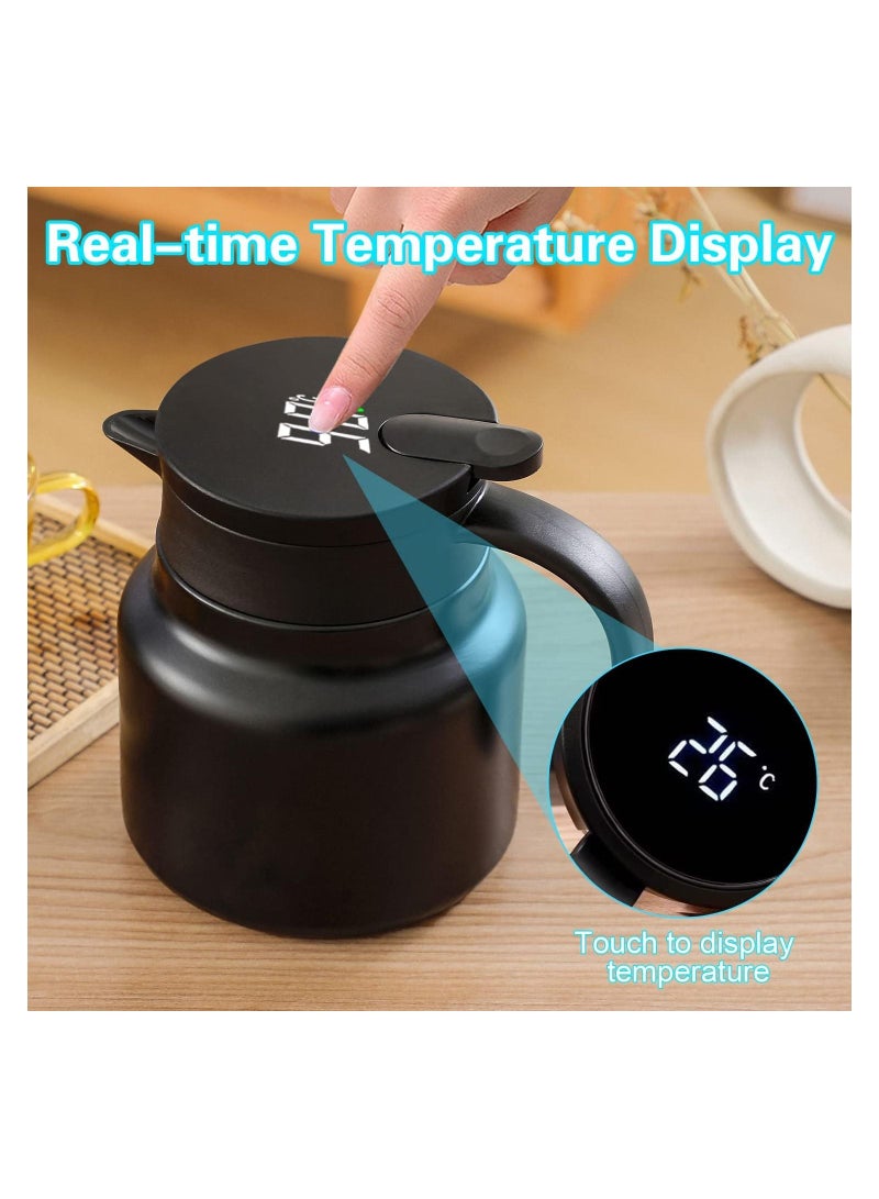واي آند دي Tea Pot with Temperature Display and Strainers, Stainless Steel Flasks for Hot Drinks, Coffee, Tea, Beverage, 800ML (Black) - Image 3