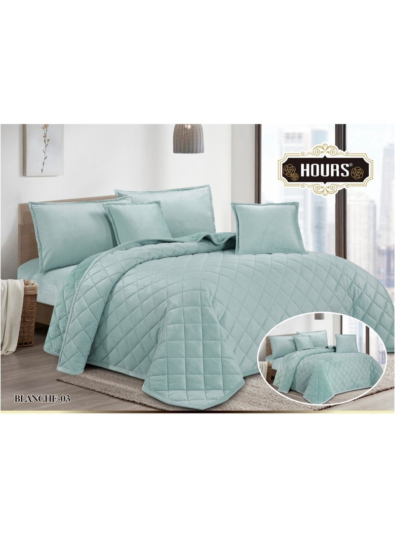 Hours 6 Piece Winter Royal Comforter One Velvet Side And One Side Fur King Size 220x240 cm - Image 1