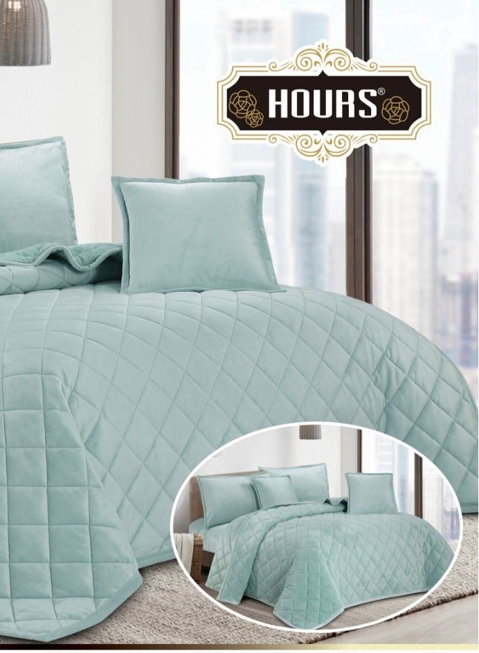 Hours 6 Piece Winter Royal Comforter One Velvet Side And One Side Fur King Size 220x240 cm - Image 3