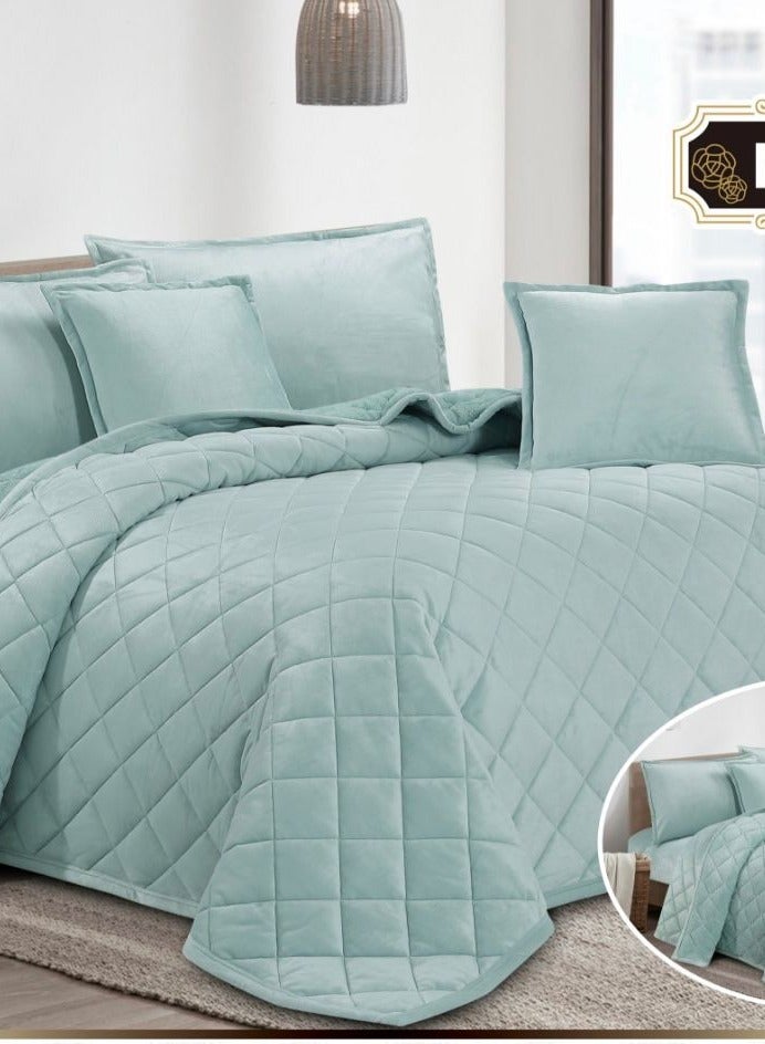 Hours 6 Piece Winter Royal Comforter One Velvet Side And One Side Fur King Size 220x240 cm - Image 4