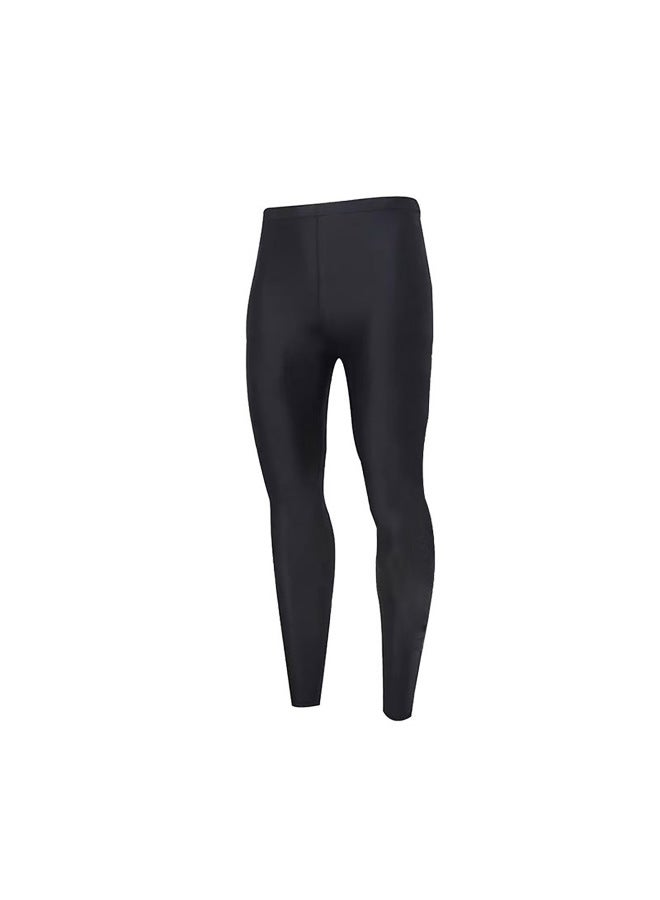 Generic Wetsuit Men's Top Sunscreen Quick-drying Scuba Suit Surfsuit Long-sleeved Warm Swimsuit Jellyfish Suit Swimming Jacket-Color:Black Nine-point Long Swimming Trunks-Size:M - Image 1