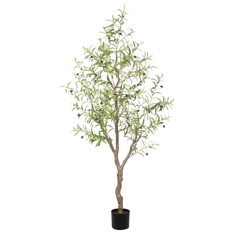 LYERSE Olive Trees Artificial Indoor Faux Olive Tree 6ft Fake Olive Tree with Olive Branches and Lifelike Fruits Artificial Olive Tree for Modern Home Office House Living Room Decor Indoor - Image 2
