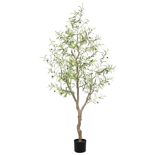 LYERSE Olive Trees Artificial Indoor Faux Olive Tree 6ft Fake Olive Tree with Olive Branches and Lifelike Fruits Artificial Olive Tree for Modern Home Office House Living Room Decor Indoor - Image 1