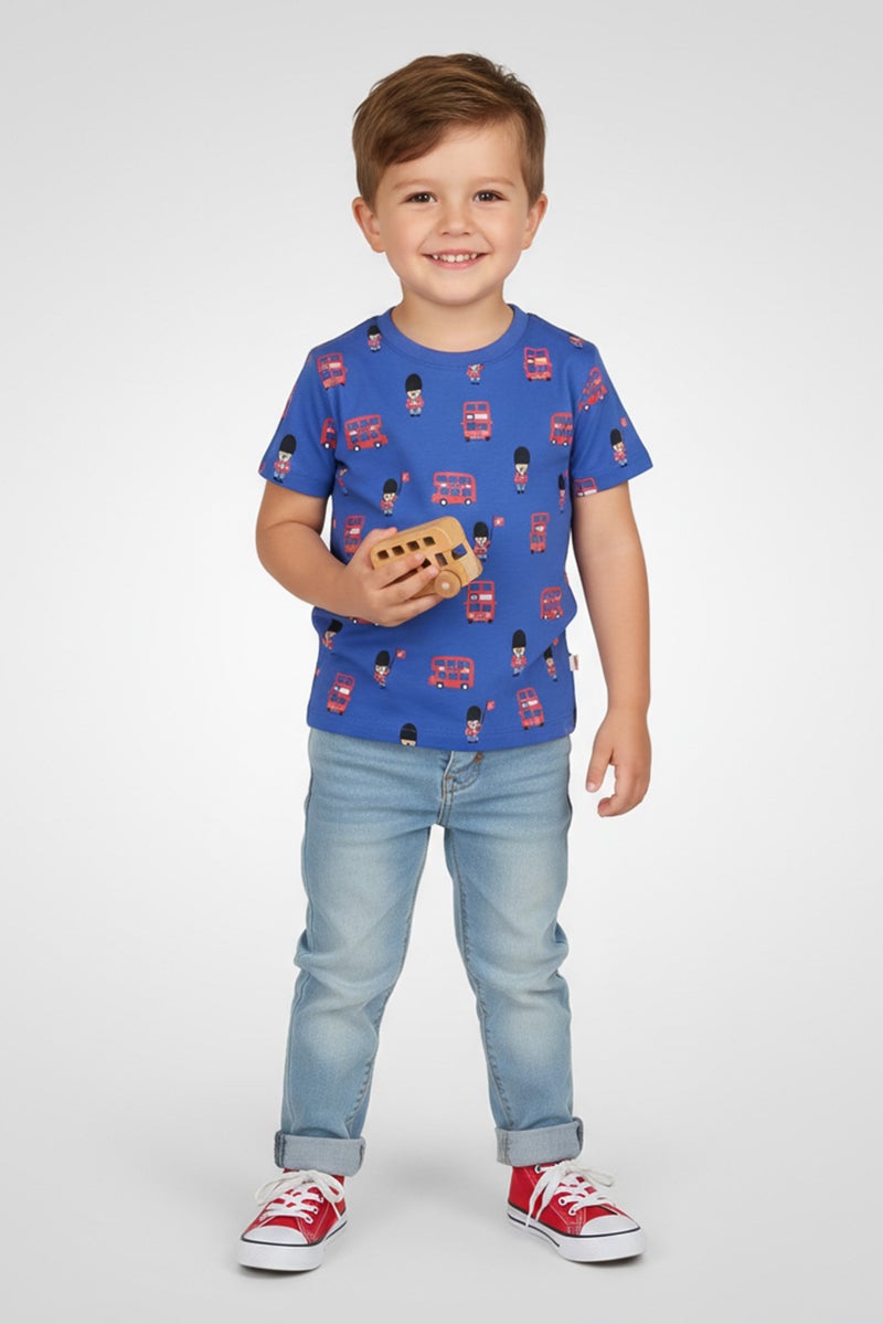 Hamleys Toddlers Boy Short Sleeve Allover Print T-Shirt, Multicolor - Image 1