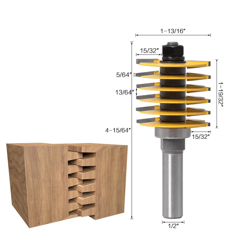1/2 Inch Shank Finger Joint Router Bit Woodworking Milling Cutter with Bearing - Image 1
