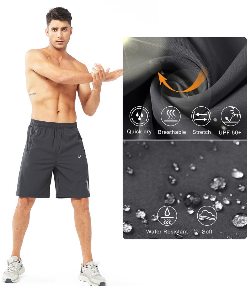 NORTHYARD Men's Athletic Running Shorts Gym Workout Shorts 7"/ 9"/ 5" Quick Dry Lightweight Sports Basketball Exercise Tennis Exercise DARKGREY-9inch M - Image 4
