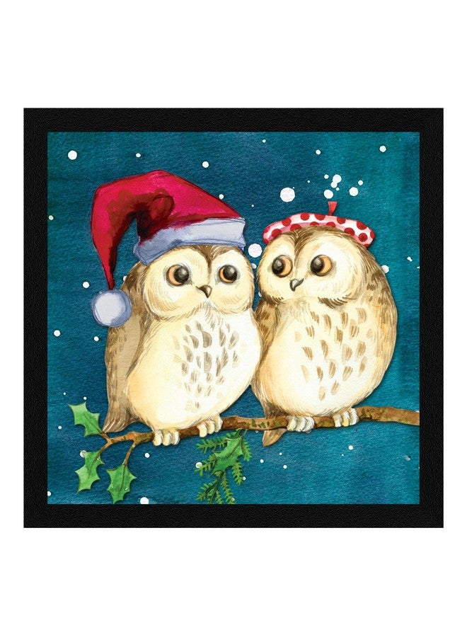 ArtX Paper Pair of Owls Love Birds Wall Art Painting For Home Decoration, Multicolor, Birds, 13X13 in, Set of 1 - Image 1