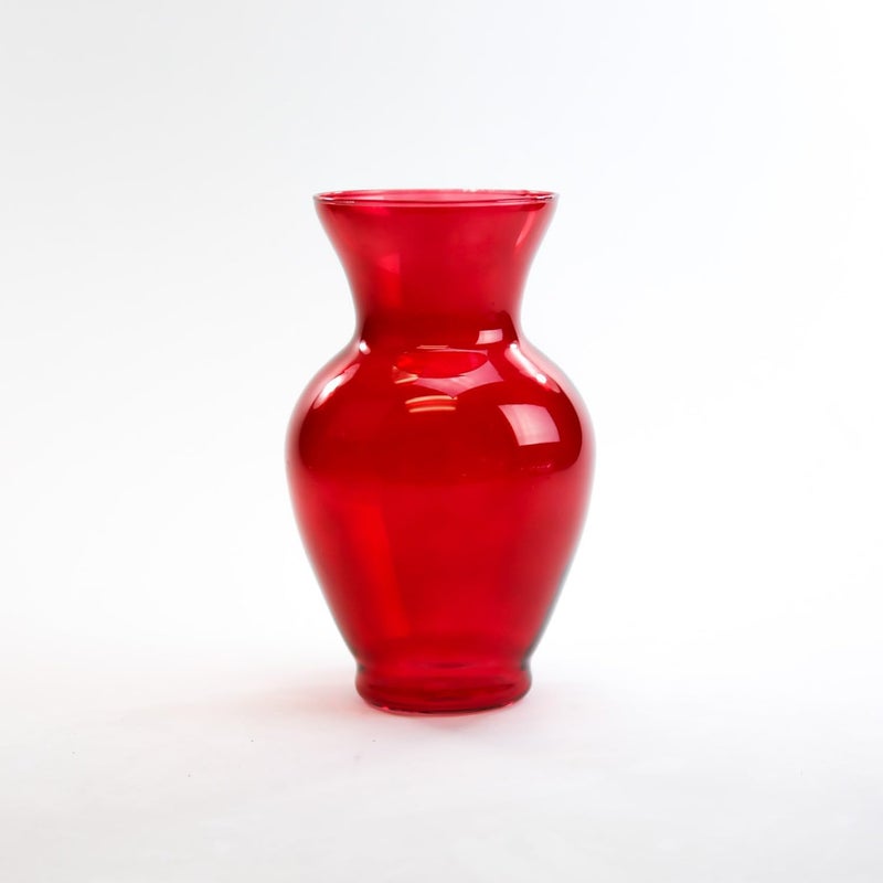 WGVI Translucent Red 11" inch Classic Urn Ginger Jar Glass Vases for Flower vase Bouquets Centerpiece or Large Floral Arrangement Home décor Wedding Event Tabletop, 1pc - Image 1