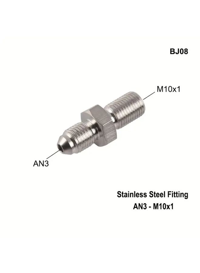 Stainless Steel Banjo Fittings AN3 to M10x1 Male PTFE Hose Connectors for Motorcycle Hydraulic Systems - Image 3