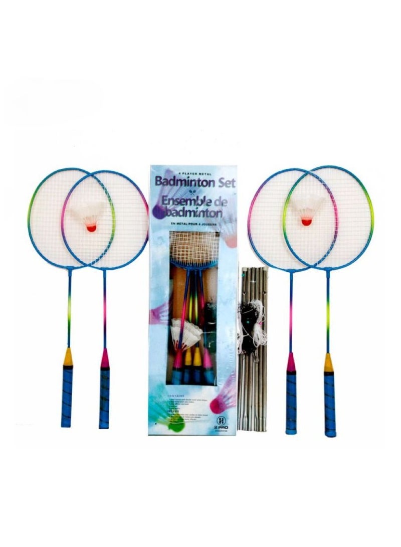 H PRO 4 Player Badminton Racket Set | Outdoor Badminton Set for Kids and Adults | Badminton set with net - Image 3