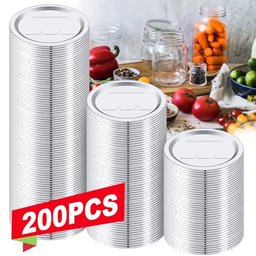 OCSOHO 200 PCS Canning Lids Regular Mouth,2.76in Regular Mouth Mason Jar Lids,Ball Jar with Lids with Leak proof Airtight Seal Rust Proof Split,Regular Mason Jars Food Grade,Canning Food DIY - Image 1