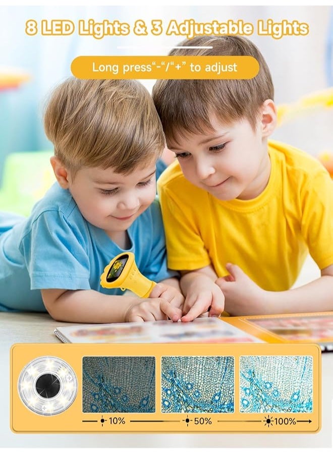 Microscope for Children, Digital Pocket Microscope with 2.0 Inch IPS Screen Magnifying Glass 200x Magnification, 8 LED Lights Mobile Phone Children's Microscope for Garden Toys - Yellow - Image 3