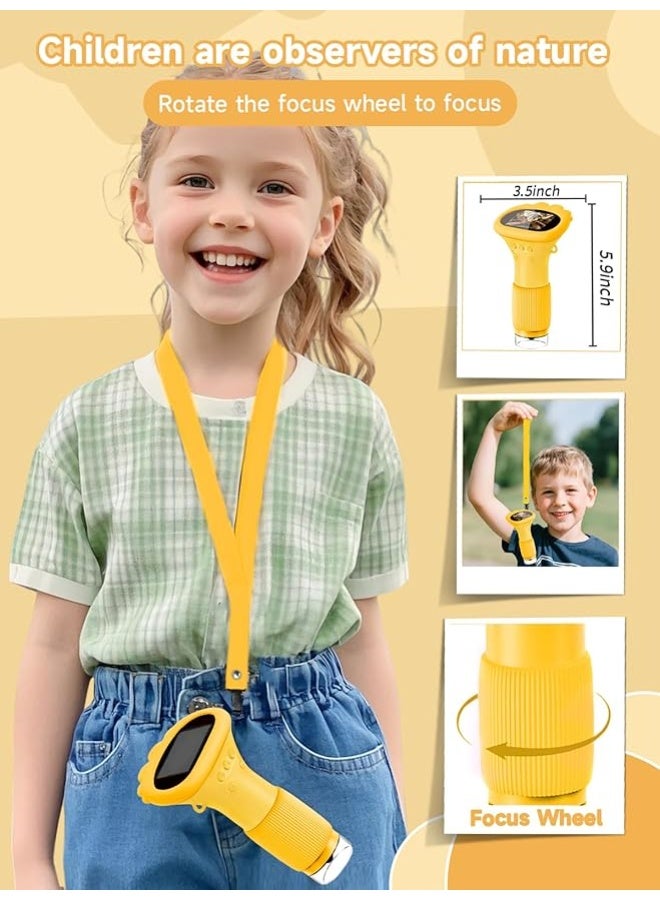 Microscope for Children, Digital Pocket Microscope with 2.0 Inch IPS Screen Magnifying Glass 200x Magnification, 8 LED Lights Mobile Phone Children's Microscope for Garden Toys - Yellow - Image 5
