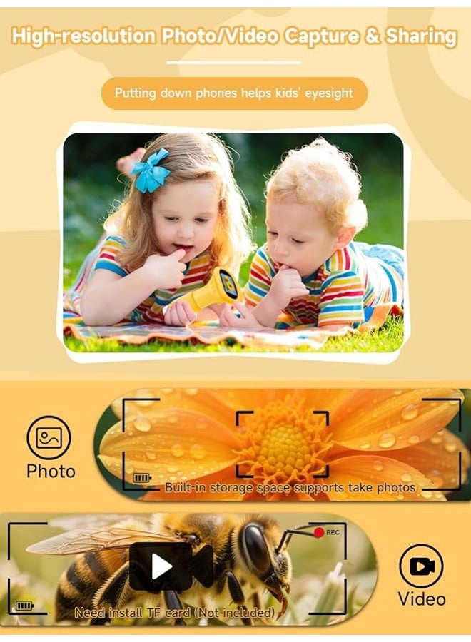 Microscope for Children, Digital Pocket Microscope with 2.0 Inch IPS Screen Magnifying Glass 200x Magnification, 8 LED Lights Mobile Phone Children's Microscope for Garden Toys - Yellow - Image 4