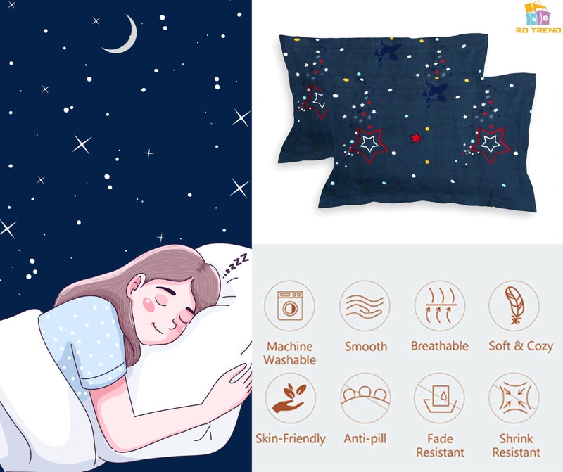 RD TREND® Glace Cotton Assorted Pillow Cover Set of 4 (8 Pcs) – Premium 210 TC, Standard Size 18"x28" | Soft & Breathable Floral Printed Design for Bedroom |Navy Blue, Teal, Pink - Image 4