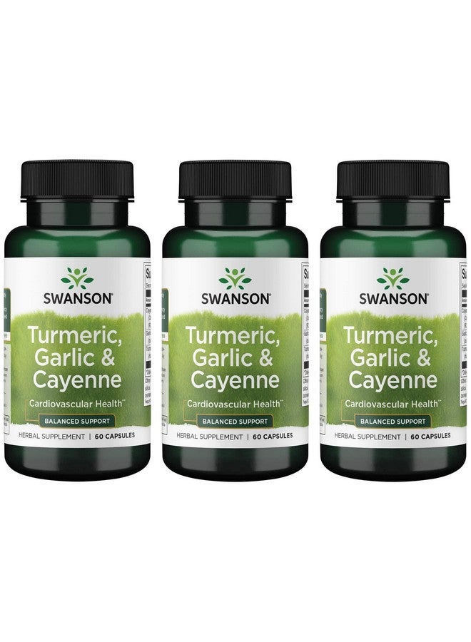 Swanson Full Spectrum Turmeric Garlic & Cayenne 60 Capsules (3 Pack) - Image 1