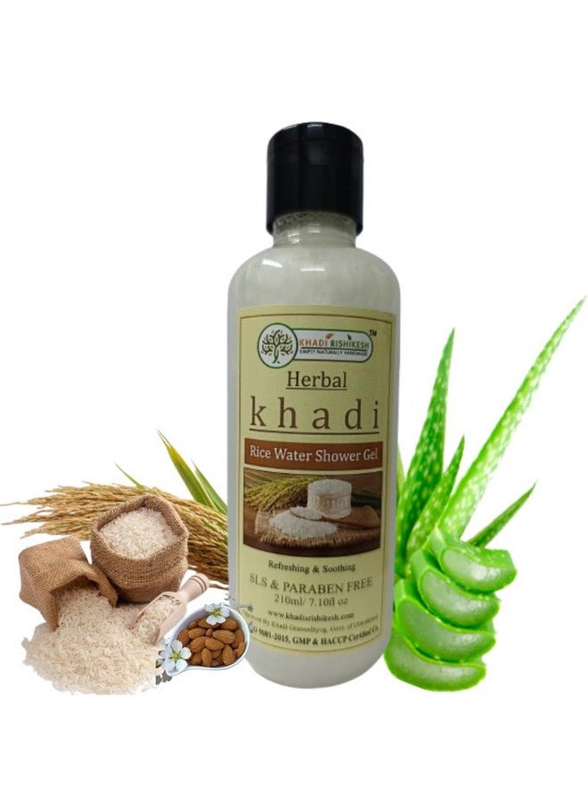 Khadi Rishikesh Herbal Rice Water Shower Gel For Nourishes Skin & Remove Dead Skin Cell,Wrinkles,Blackehead-Improve Skin Tone-Refreshing & Soothing-Women & Men-210ML-SLS & PARABEN FREE - Image 1