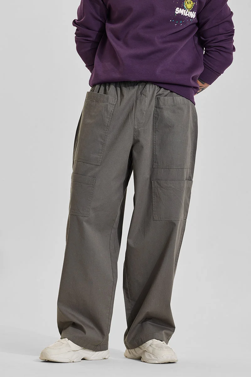 SNITCH Green Solid Loose Fit Streetwear Cargo