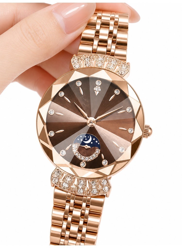 Elegant Women's Watch with Celestial Moon & Star Design and Modern Bracelet - Image 1