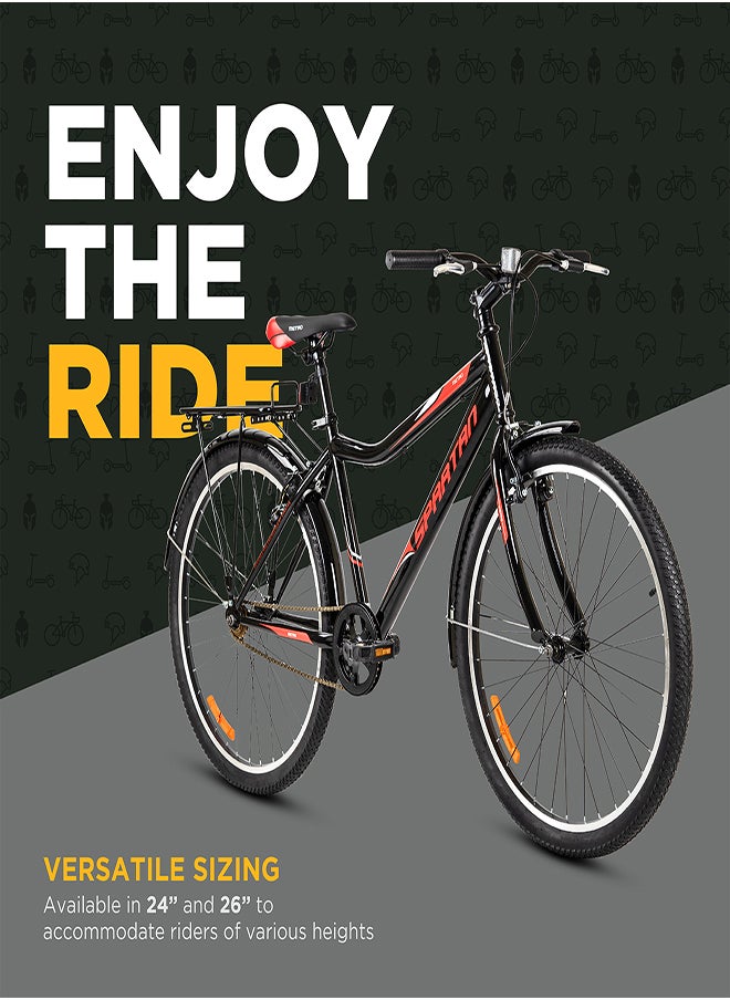 Spartan 24" Metro Bike, Commuter Bike, Black Red  - Image 4