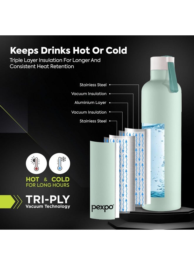 Pexpo Oslo Pro 1000 Hot & Cold Stainless Steel Water Bottle |Thermosteel Flask|Vacuum Insulated |ISI Certified | 980ml, Sea Green| Gift for Girls & Boys|Office | Home | Gym | Adults| RCB Edition - Image 3
