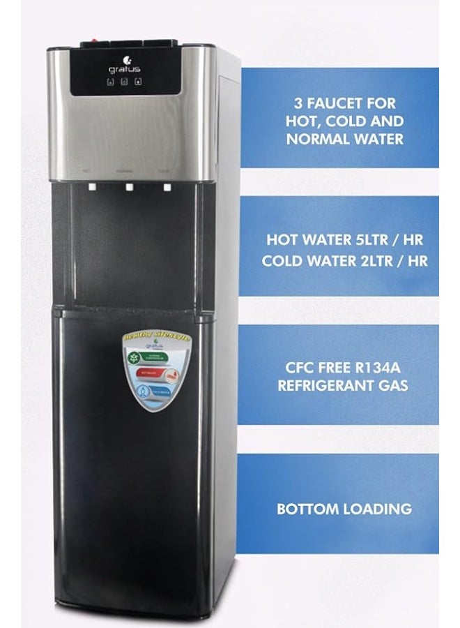 gratus Bottom‑Load Free‑Standing Hot & Cold Water Dispenser | Stainless Steel Finish | 1 Year Unit & 2 Year Compressor Warranty | Model GWDB413ACRCW - Image 3