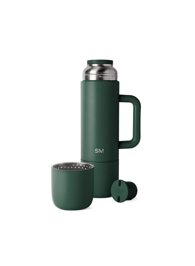 Simple Modern 36oz Insulated Hot Beverage Bottle with 2 Mugs | Travel Coffee Thermos for Hot Drinks | Twist and Pour Top | Commute, Travel, and Picnic Friendly | Roam Collection | Forest - Image 1
