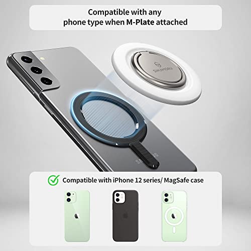 Sinjimoru Magnetic Cell Phone Ring, 360 Degree Rotation Phone Finger Grip Ring Holder Compatible with iPhone 16 15 14 13 12 Series. M-Ringo Metallic Black - Image 5