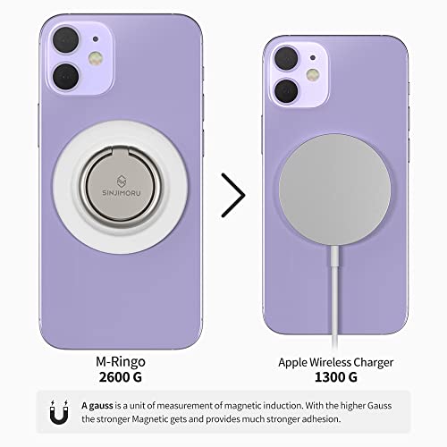 Sinjimoru Magnetic Cell Phone Ring, 360 Degree Rotation Phone Finger Grip Ring Holder Compatible with iPhone 16 15 14 13 12 Series. M-Ringo Metallic Black - Image 3