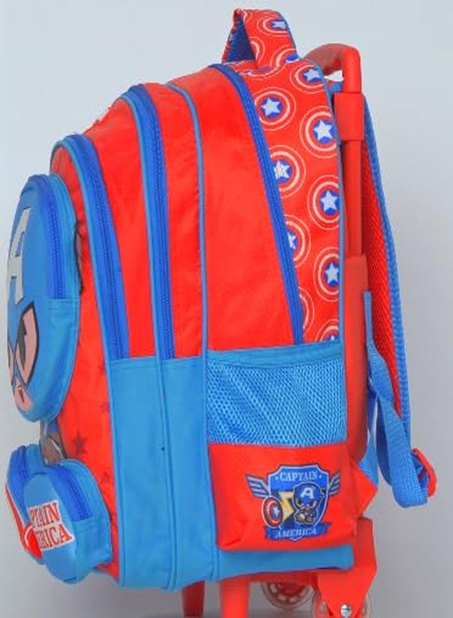STRIDERS Captain America School Bag for Kids Spacious Durable Rolling Backpack with Padded Comfortable Straps & Fun Design Perfect for School Travel & Play (16 Inch) - Image 3