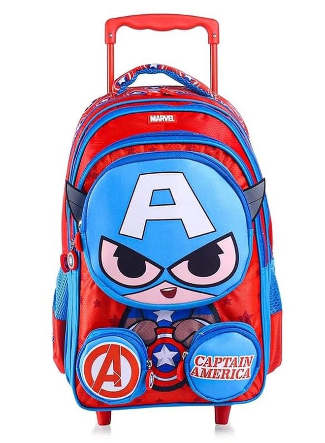 STRIDERS Captain America School Bag for Kids Spacious Durable Rolling Backpack with Padded Comfortable Straps & Fun Design Perfect for School Travel & Play (16 Inch) - Image 1