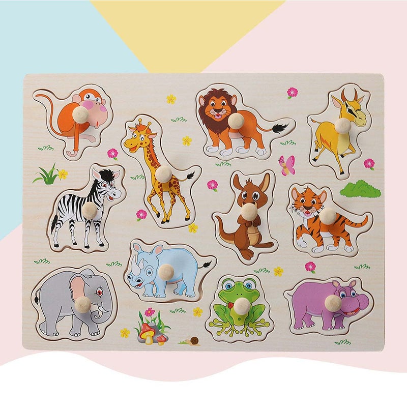 2pcs Children's Hand Grab Puzzle Cartoon Jigsaw Puzzle Toys for Kids(Animal Pattern) - Image 2
