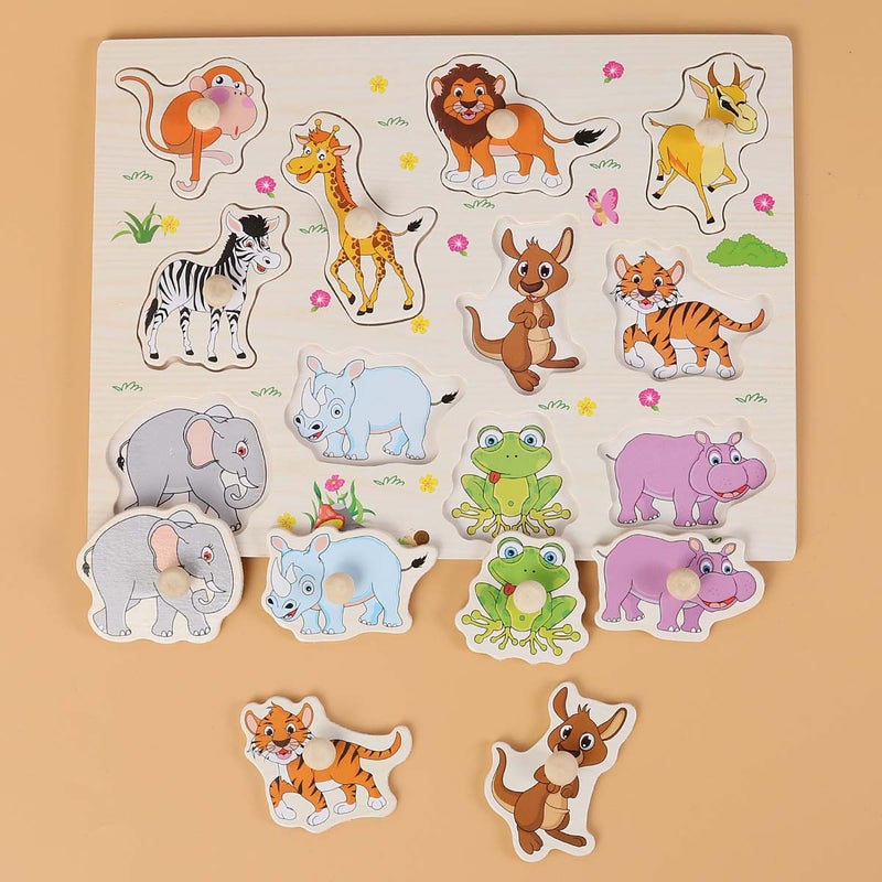 2pcs Children's Hand Grab Puzzle Cartoon Jigsaw Puzzle Toys for Kids(Animal Pattern) - Image 3