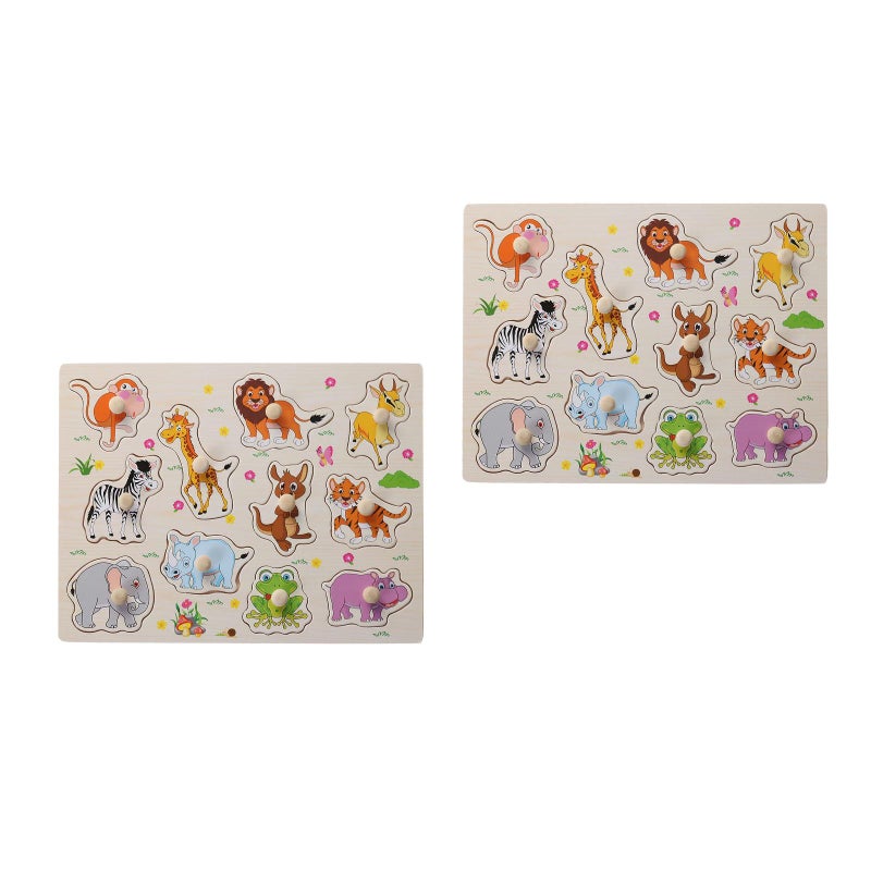 2pcs Children's Hand Grab Puzzle Cartoon Jigsaw Puzzle Toys for Kids(Animal Pattern) - Image 1