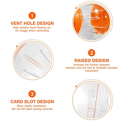 CHUQIANTONG Hamster Exercise Ball Silent Hamster Wheel Small Animals Transparent Ball for Dwar Rat Relieves Boredom and Increases Activity (6 inch, Clear) - Image 4
