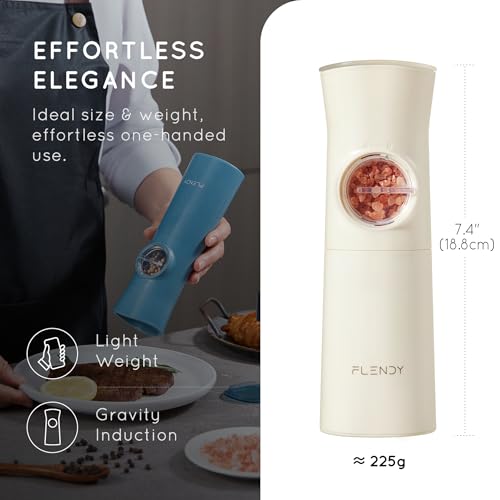 Flendy Gravity Electric Salt and Pepper Grinder Set Rechargeable, Automatic Salt and Pepper Grinder Set with USB C Charging Base, Gravity Salt and Pepper Shakers Set Electric - Image 3